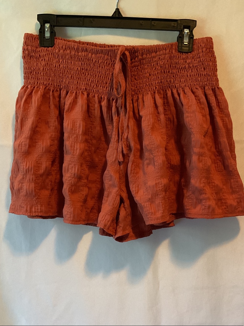 Women's Smocked Waist Rust Orange Flowy Shorts